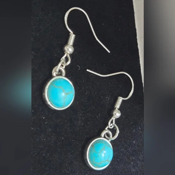 925 Silver Hook Turquoise and Silver Dangle Earrings - Picture 13 of 15